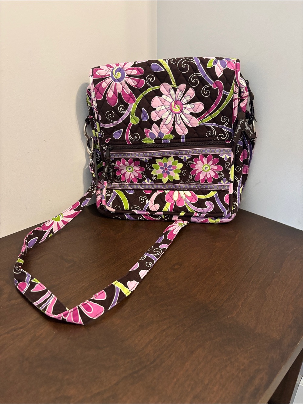 Vera Bradley Quilted Crossbody/mailbag in purple punch print